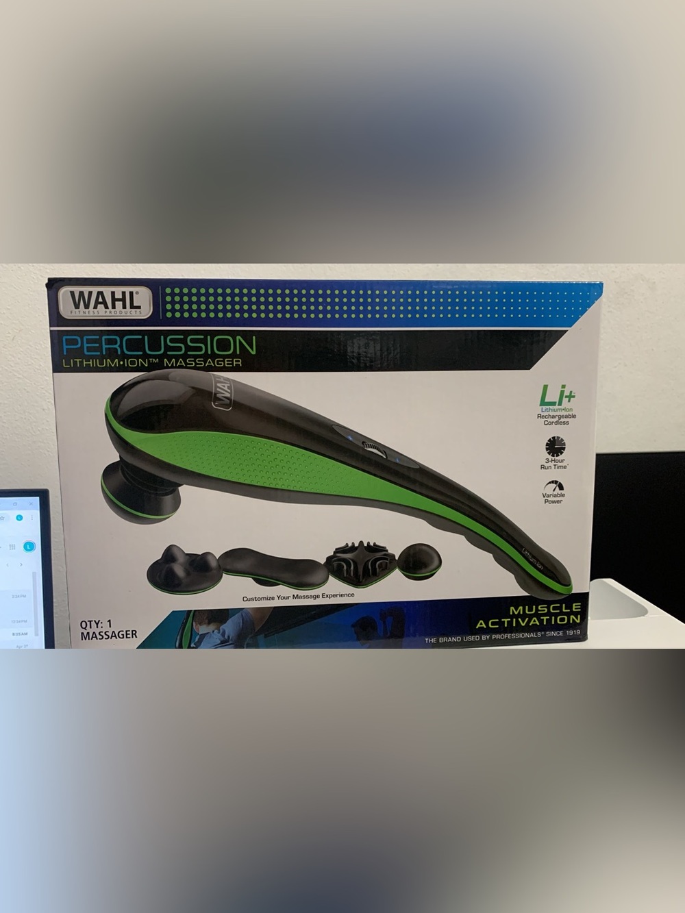 Massager Percusion Lithium Ion Black & Green
